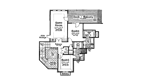 House Blueprint - European Floor Plan - Upper Floor Plan #310-683
