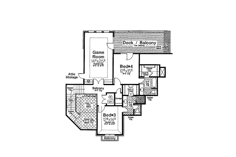 Dream House Plan - Floor Plan - Upper Floor for European House Plan #310-683 - 4 bed, 4.5 bath