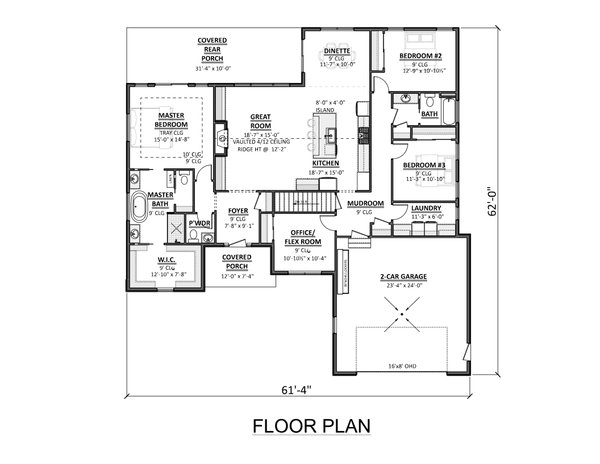 Architectural House Design - Floor Plan - Main Floor for Country House Plan #1089-50 - 3 bed, 2.5 bath