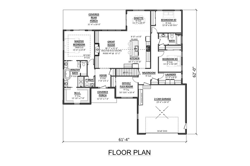 Dream House Plan - Floor Plan - Main Floor for Country House Plan #1089-50 - 3 bed, 2.5 bath