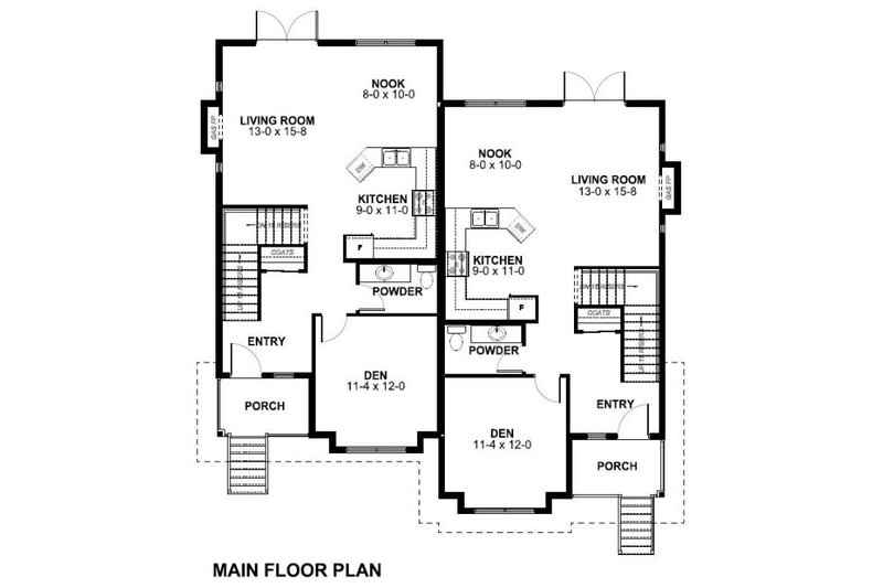 House Blueprint - Floor Plan - Main Floor for Victorian House Plan #126-152 - 3 bed, 2.5 bath