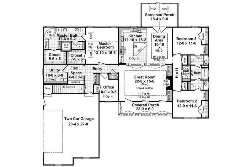 House Blueprint - Floor Plan - Main Floor for European House Plan #21-568 - 3 bed, 2.5 bath