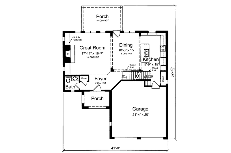 House Blueprint - Floor Plan - Main Floor for European House Plan #46-516 - 3 bed, 2.5 bath