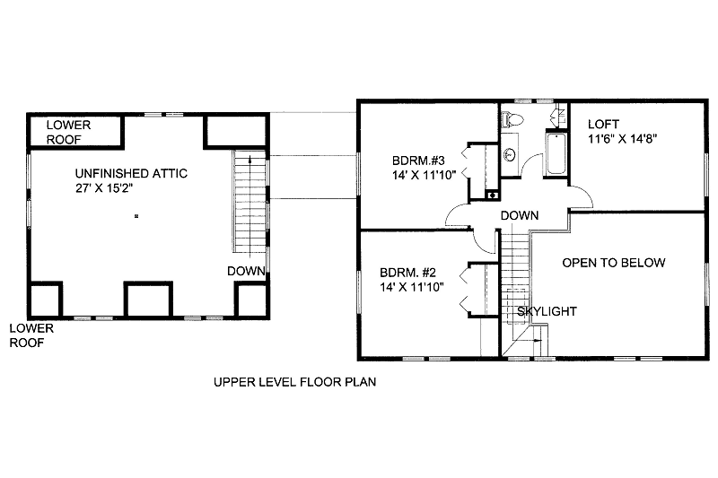 Architectural House Design - Floor Plan - Upper Floor for Country House Plan #117-693 - 3 bed, 2 bath