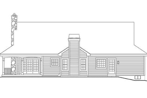 Exterior - Rear Elevation for Southern House Plan #57-329 - 3 bed, 2 bath