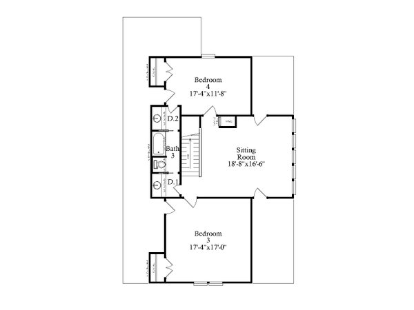 Traditional Floor Plan - Upper Floor Plan #69-449