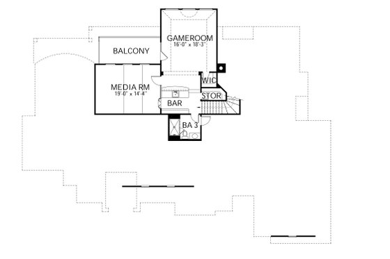 Floor Plan - Upper Floor for European House Plan #80-160 - 4 bed, 4 bath
