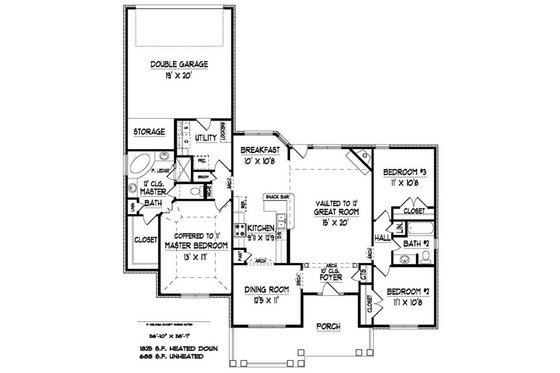 Floor Plan - Main Floor for Traditional House Plan #424-275 - 3 bed, 2 bath