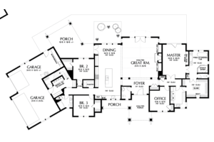 Floor Plan - Main Floor for Craftsman House Plan #48-688 - 3 bed, 2.5 bath