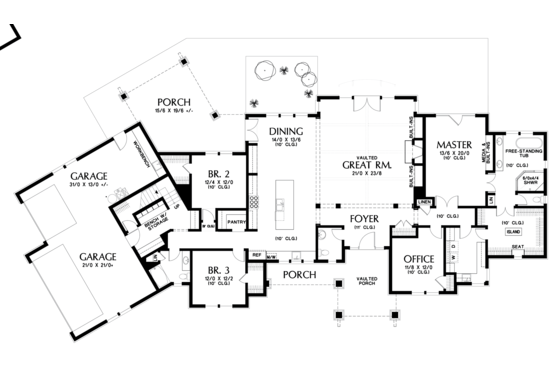 Floor Plan - Main Floor for Craftsman House Plan #48-688 - 3 bed, 2.5 bath