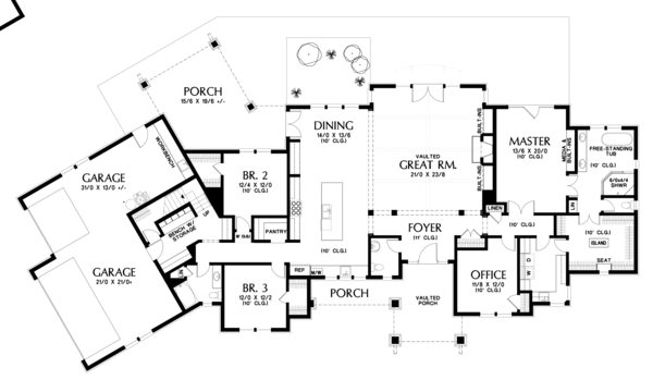 Dream House Plan - Craftsman Floor Plan - Main Floor Plan #48-688