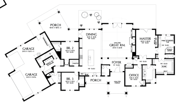Craftsman Floor Plan - Main Floor Plan #48-688
