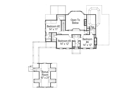 Floor Plan - Upper Floor for Colonial House Plan #429-13 - 4 bed, 3.5 bath