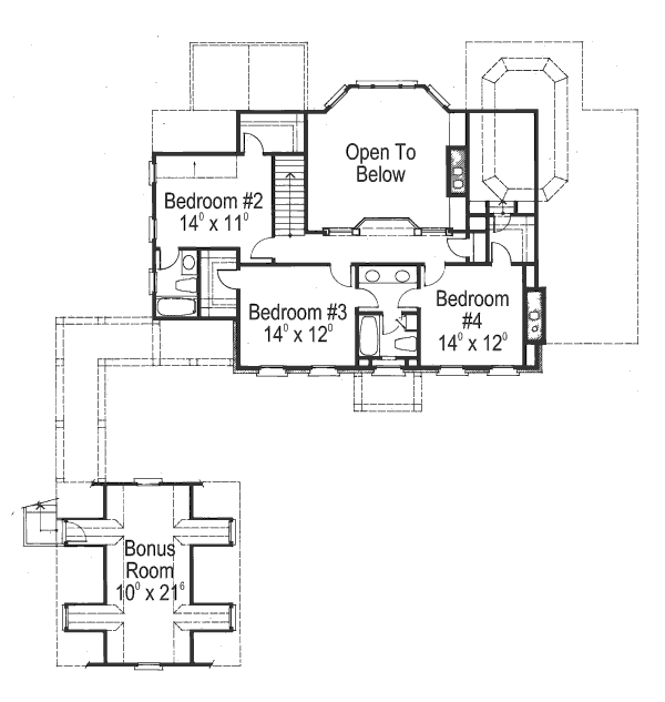 Architectural House Design - Colonial Floor Plan - Upper Floor Plan #429-13