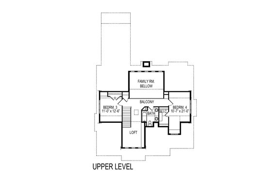 Floor Plan - Upper Floor for Bungalow House Plan #920-99 - 6 bed, 4.5 bath