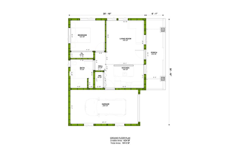 Dream House Plan - Floor Plan - Main Floor for Craftsman House Plan #1106-168 - 1 bed, 1 bath