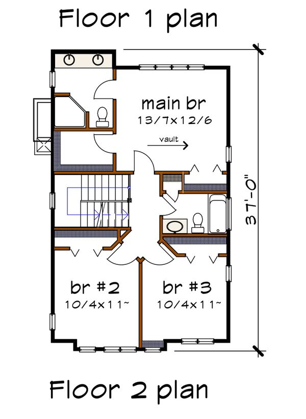 Modern Floor Plan - Upper Floor Plan #79-294