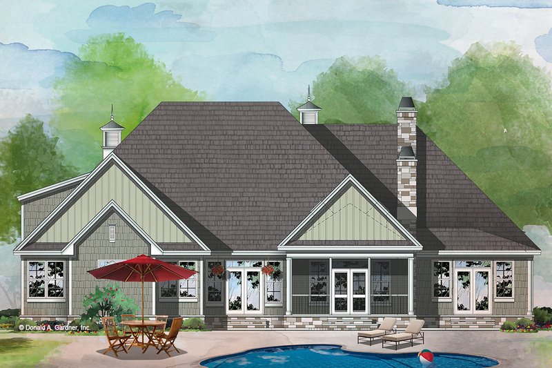 Home Plan - Exterior - Rear Elevation for European House Plan #929-1056 - 4 bed, 3 bath