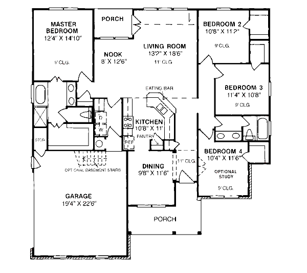 Architectural House Design - Traditional Floor Plan - Main Floor Plan #20-184