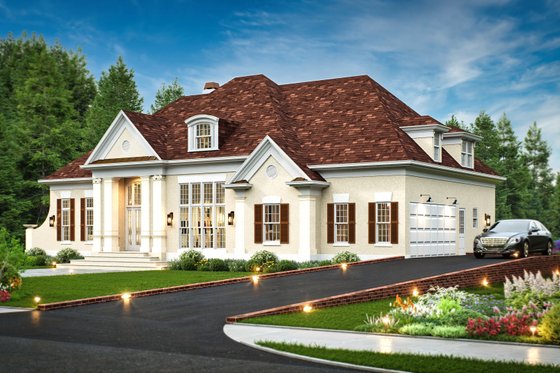 Exterior - Front Elevation 4 for European House Plan #119-257 - 4 bed, 3.5 bath