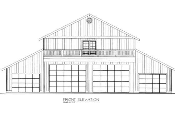 Exterior - Front Elevation 3 for Barndominium House Plan #117-1107, 0.5 bath