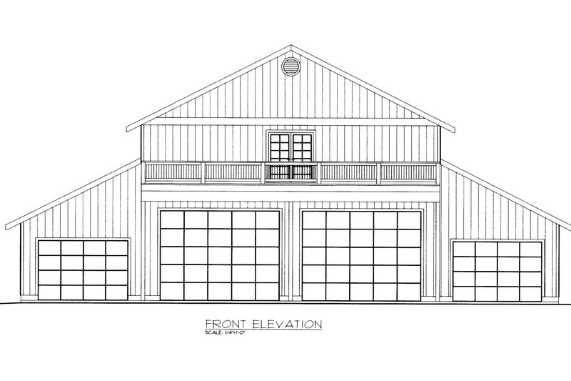 Architectural House Design - Exterior - Front Elevation 3 for Barndominium House Plan #117-1107, 0.5 bath