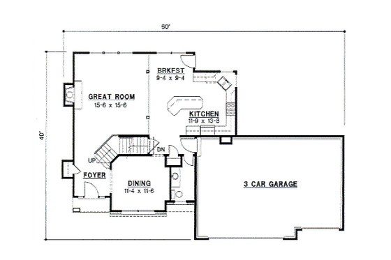 Floor Plan - Main Floor for Traditional House Plan #67-498 - 4 bed, 3.5 bath