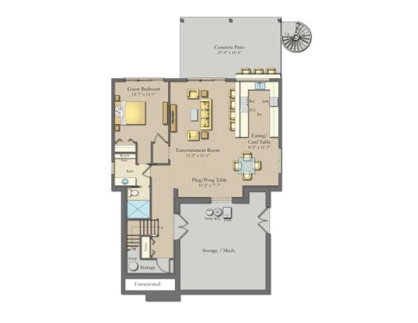 Architectural House Design - Farmhouse Floor Plan - Lower Floor Plan #1057-32