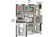 Contemporary Style House Plan - 3 Beds 2 Baths 1414 Sq/Ft Plan #25-4909 