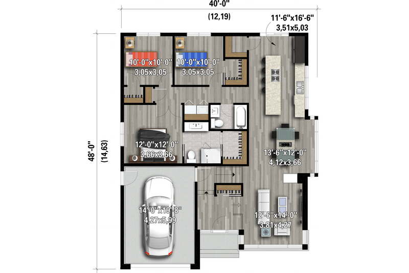 House Design - Floor Plan - Main Floor for Contemporary House Plan #25-4909 - 3 bed, 2 bath