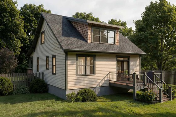 Exterior - Rear Elevation 1 for Bungalow House Plan #79-192 - 3 bed, 2 bath