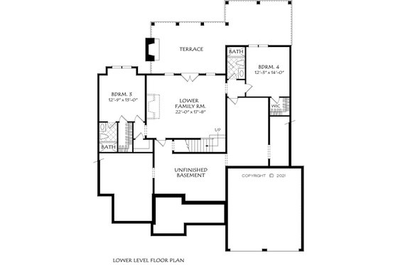 Floor Plan - Lower Floor for Craftsman House Plan #927-1012 - 4 bed, 4.5 bath