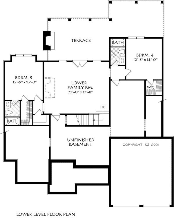 Craftsman Floor Plan - Lower Floor Plan #927-1012