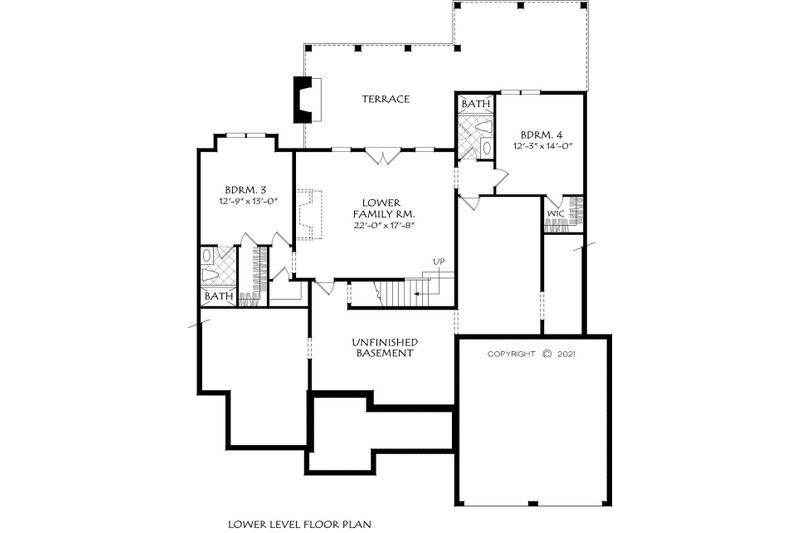House Plan Design - Floor Plan - Lower Floor for Craftsman House Plan #927-1012 - 4 bed, 4.5 bath