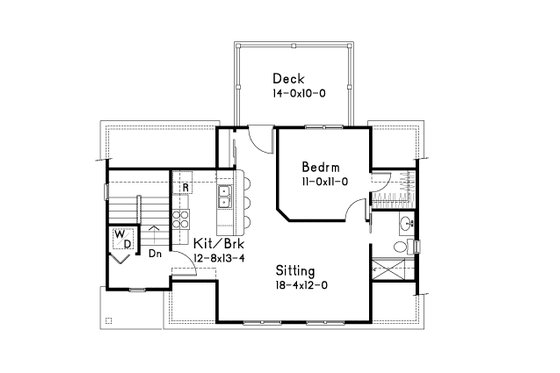 Floor Plan - Upper Floor for Farmhouse House Plan #22-575 - 1 bed, 1 bath