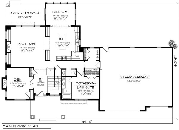 Home Plan - Craftsman Floor Plan - Main Floor Plan #70-1185