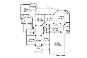 Floor Plan - Main Floor for European House Plan #411-674 - 4 bed, 3.5 bath