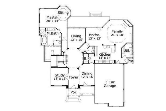 Floor Plan - Main Floor for European House Plan #411-674 - 4 bed, 3.5 bath