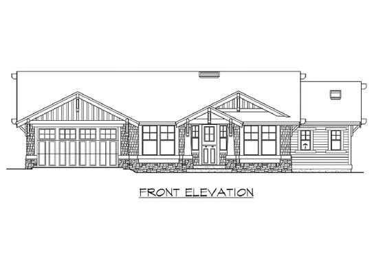 Exterior - Front Elevation 3 for Craftsman House Plan #132-570 - 2 bed, 2.5 bath