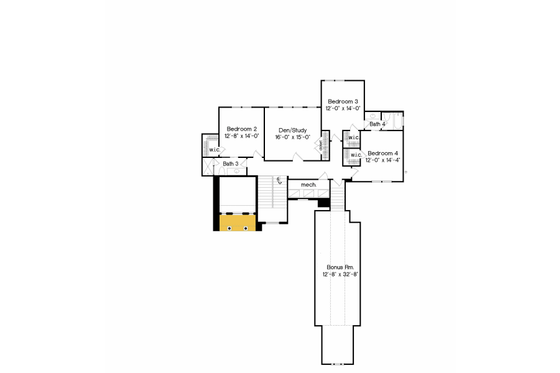 Floor Plan - Upper Floor for Mediterranean House Plan #135-211 - 6 bed, 4.5 bath