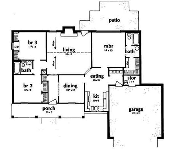House Plan Design - Ranch Floor Plan - Main Floor Plan #36-125