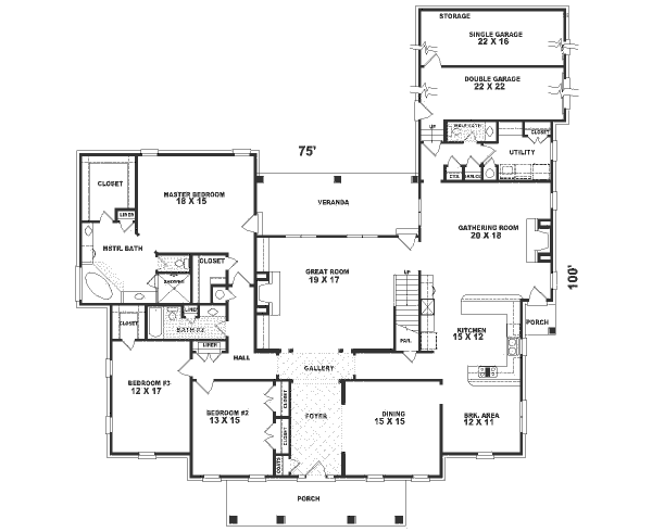 Classical Floor Plan - Main Floor Plan #81-406