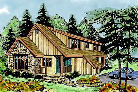 Exterior - Front Elevation for Contemporary House Plan #456-8 - 3 bed, 2.5 bath