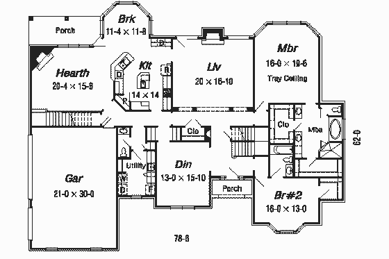Floor Plan - Main Floor for European House Plan #329-320 - 4 bed, 4.5 bath