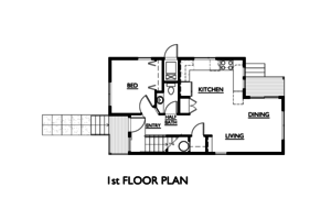 Floor Plan - Main Floor for Modern House Plan #890-5 - 3 bed, 1.5 bath