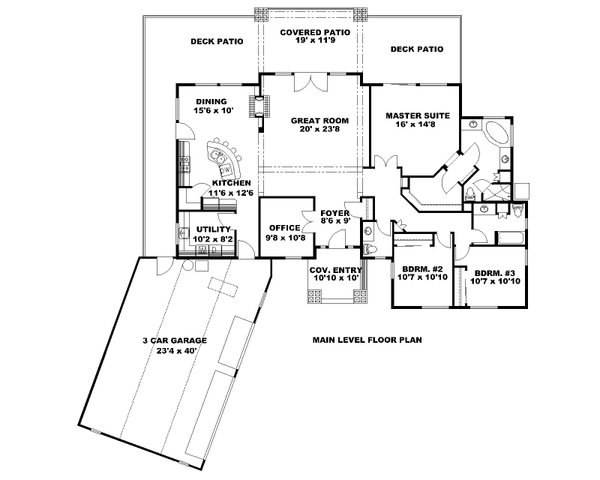 Home Plan - Floor Plan - Main Floor for Craftsman House Plan #117-1085 - 3 bed, 2.5 bath