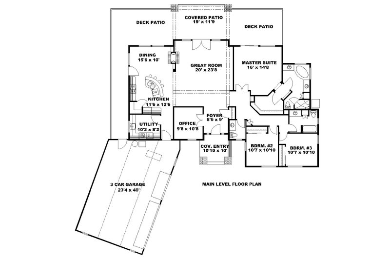Home Plan - Floor Plan - Main Floor for Craftsman House Plan #117-1085 - 3 bed, 2.5 bath