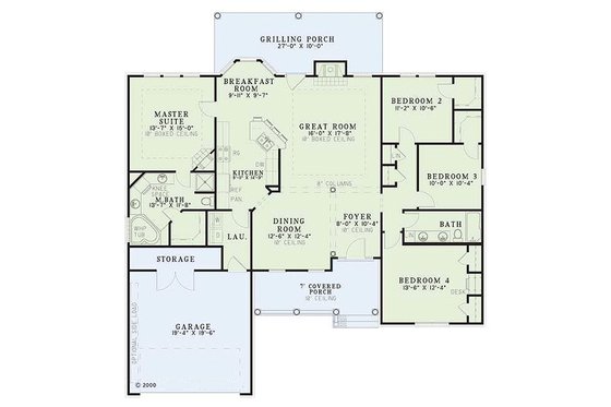 Floor Plan - Main Floor for European House Plan #17-603 - 4 bed, 2 bath