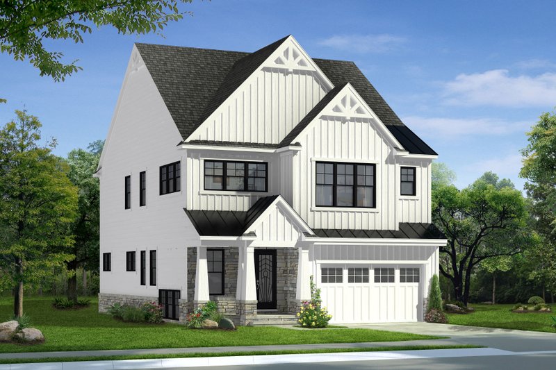 House Blueprint - Farmhouse Exterior - Front Elevation Plan #1057-28