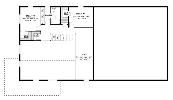 Barndominium Floor Plan - Upper Floor Plan #1064-164